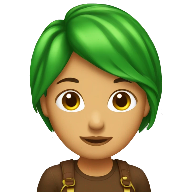chica con el pelo maron i los hojos verdes emoji