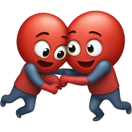 Heart giving a hug to another heart emoji
