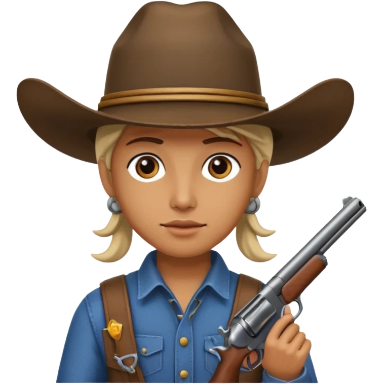 A skull with a vowboy hat and a gun whith a scope sighn on his eye and min holding the gun emoji