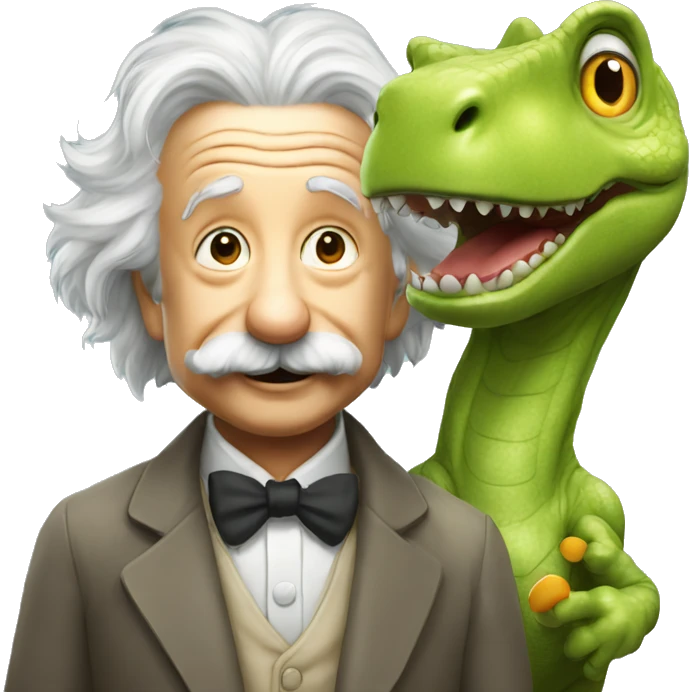 albert einstein happy with dinosour emoji