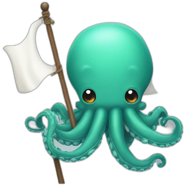 cute kraken hanging a white flag emoji