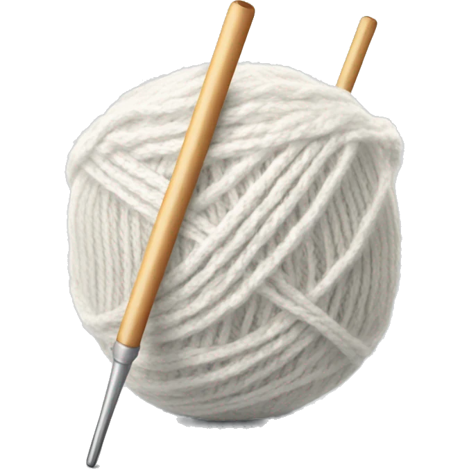  A pair of knitting needles in a ball of white yarn. emoji