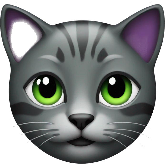 Black, green, purple, cat emoji