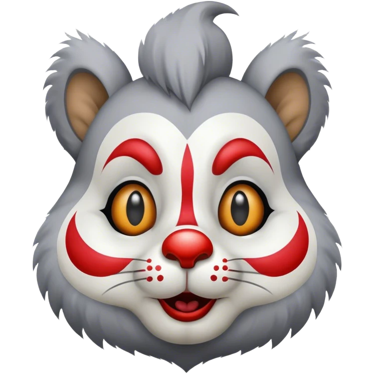 a squirrel dressed as a sad clown with a scar down one eye emoji