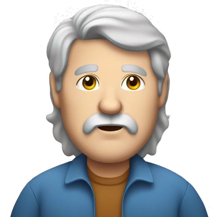 Obese, elderly man, beard, long hair emoji