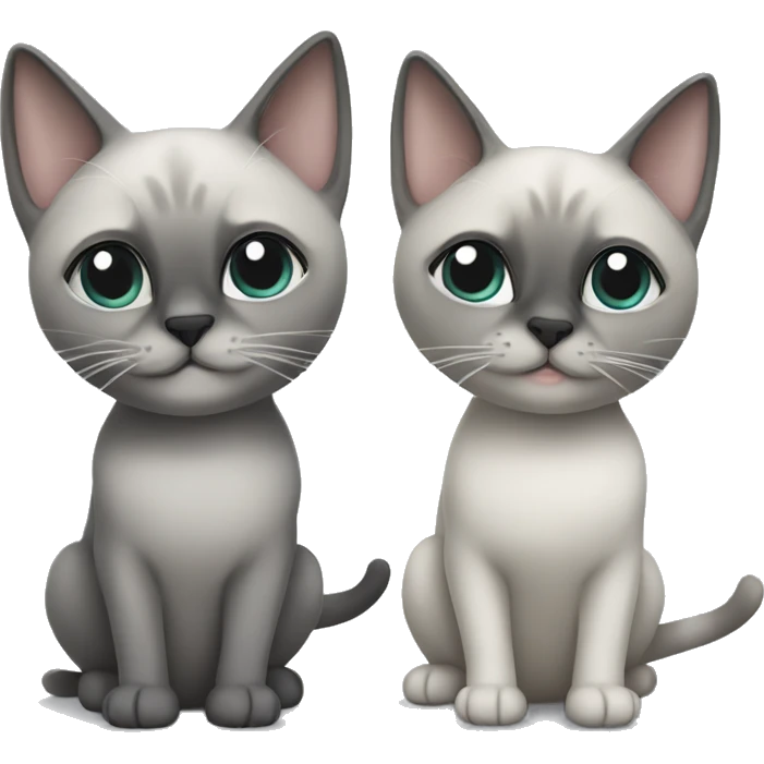 Two grey cats siamese  emoji