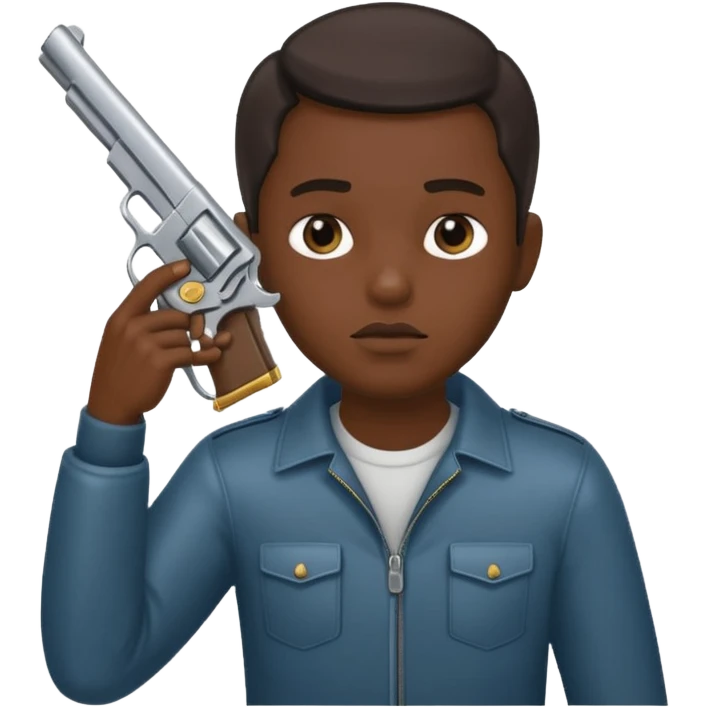 Singe bouche sa bouche avec un main et dans l’autre une arme sur la tampe emoji