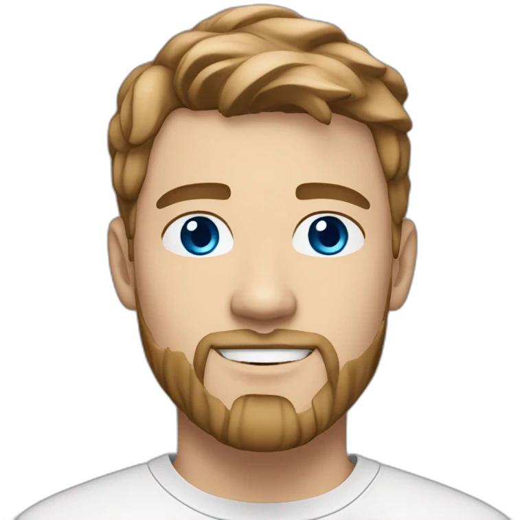a 21 year old white scandinavian man with a goatee beard and light brown short wavy brown hair with blue eyes emoji