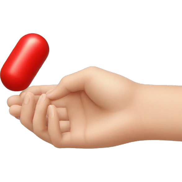 hand grabbing a red capsule emoji