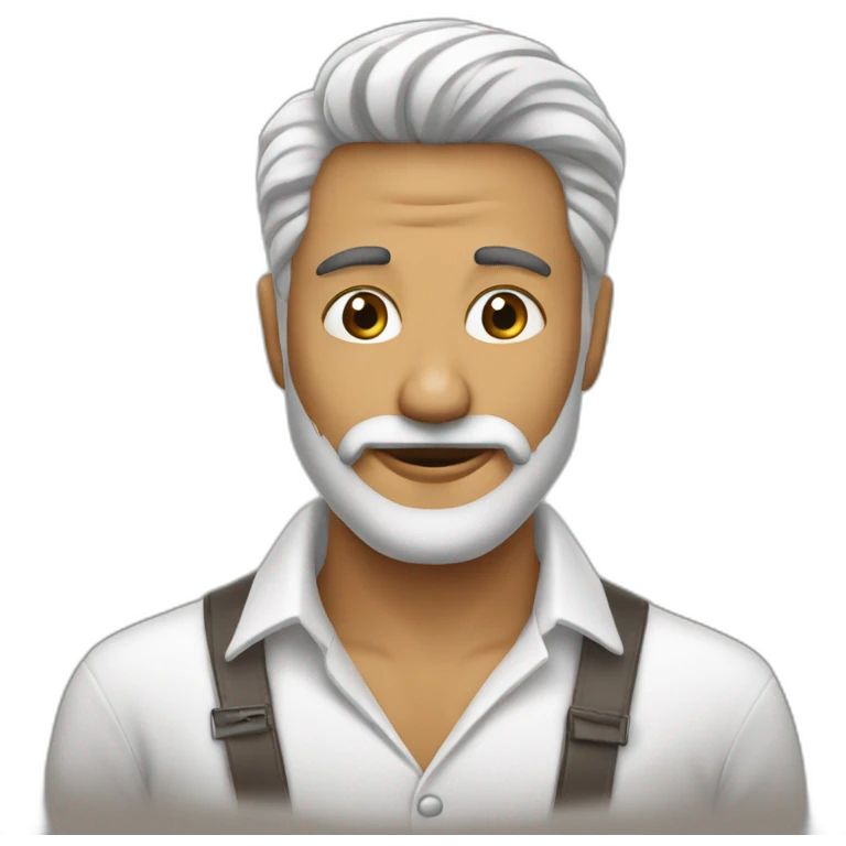 Hombre-pelo blanco-barba-tomando café emoji