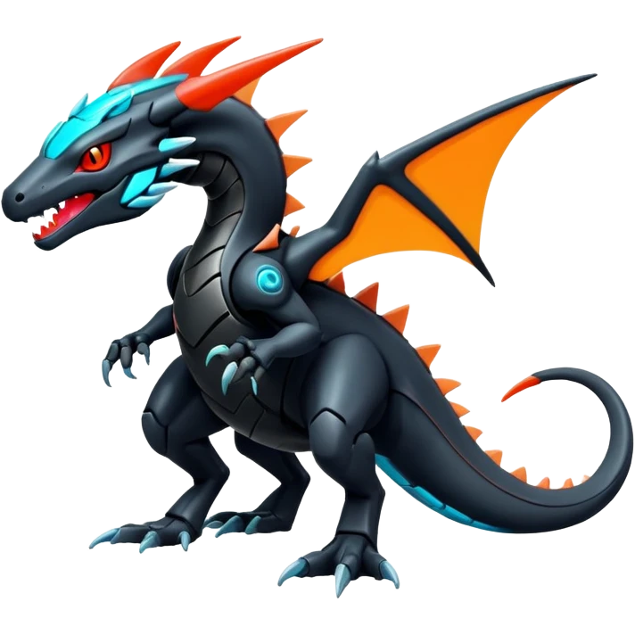 futuristic-colored neon-colored Fakémon-Kyurem-Salandit-creature (full body) emoji