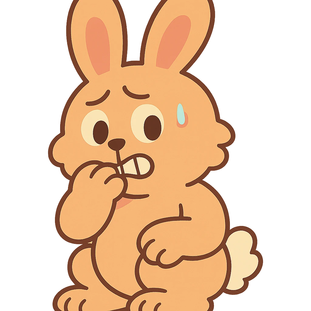 apricot bunny biting paw nervously, pastel-toon style emoji