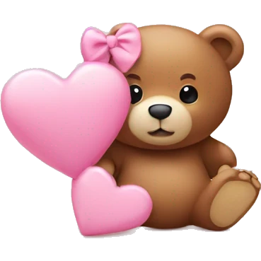 Baby pink heart and a bear emoji
