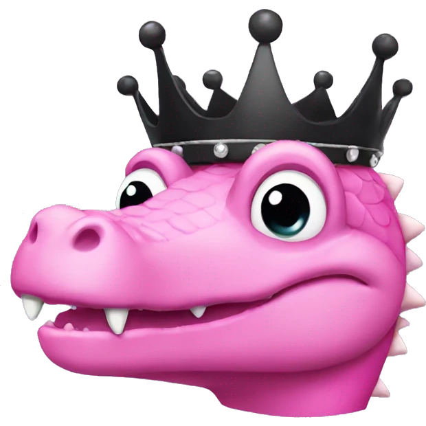 Pink crocodile wearing black tiara emoji