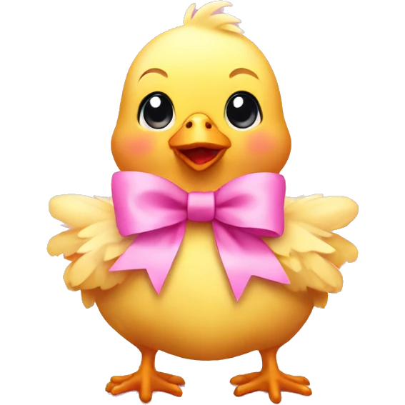 Baby chicken with pink bow emoji