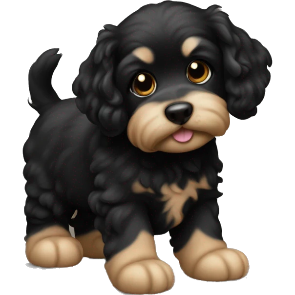 Full Black Havaneser dog puppy  emoji