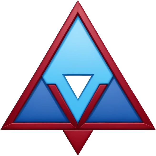 A “v” inside an upturned triangular crest with dark red and blue colours emoji