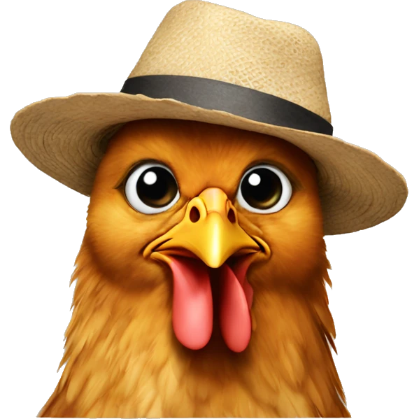 Chicken wearing a hat emoji