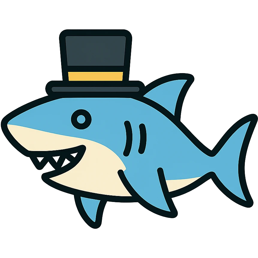 shark wearing a top hat, color icon emoji