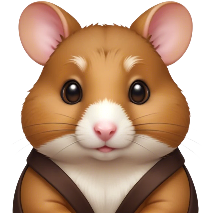 Cinematic Noble Brown Hamster Portrait Emoji, Poised and regal, with a tiny, compact build and a smooth, well-kept rich brown fur, deep-set soulful dark eyes, Simplified yet sharp and sophisticated features, highly detailed, glowing with a soft, dignified glow, high shine, intelligent and energetic, stylized with an air of miniature majesty, focused and attentive, soft glowing outline, capturing the essence of a watchful and confident rodent, so majestic it feels as though it could scurry out of the screen with effortless authority! emoji