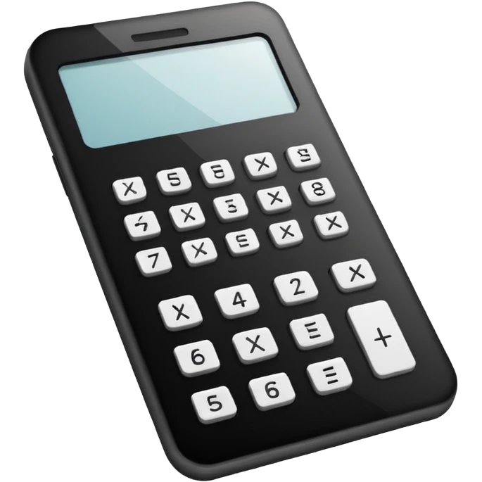 Minimalistic flat vector icon, iOS style, thin black contour on white background. Calculator and geometric shapes (triangle, circle). No text, no shadows. emoji