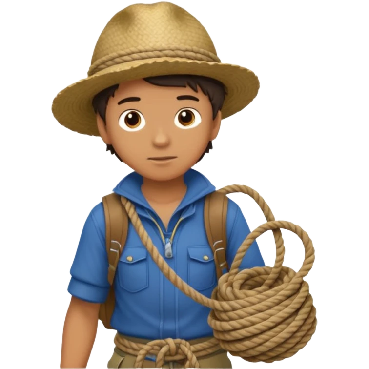 Boy carrying rope,Jungle Explorers. emoji