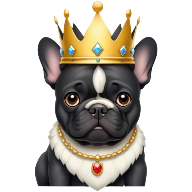 Black frenchie wearing a king’s crown  emoji