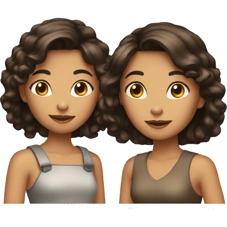 two brunette girls love emoji