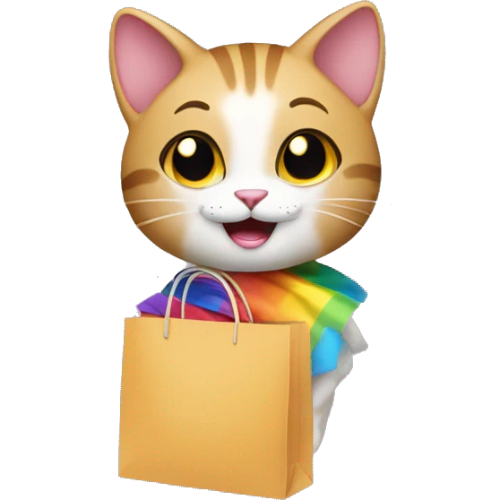 happy gay cat on a shopping spree emoji