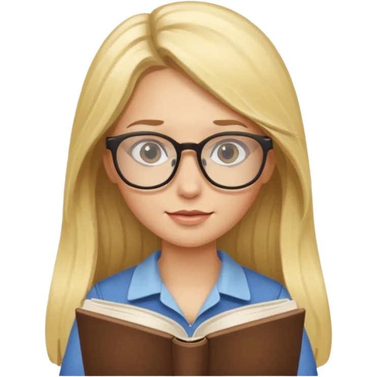 long hair blonde girl with glasses reading emoji