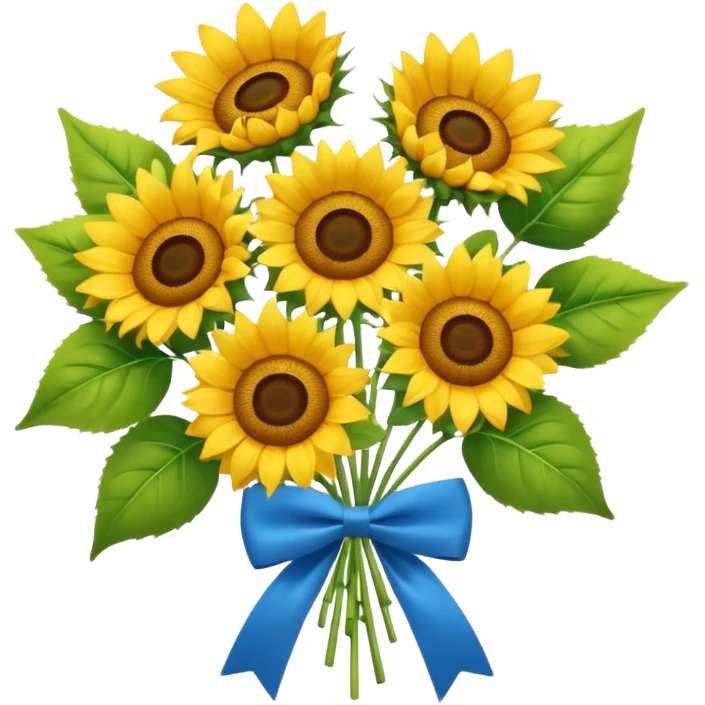 bouquet of 5 sunflower and bow tie emoji
