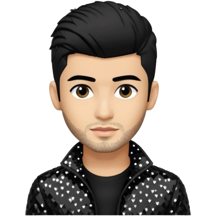 Zayn Malik from One Direction with light skin, black hair, black sequin outfit emoji