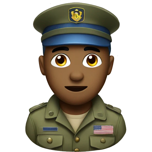 a blue emoji wearing an army hat emoji