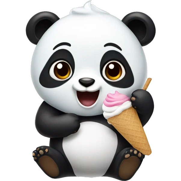 Flying Panda eating ice cream emoji