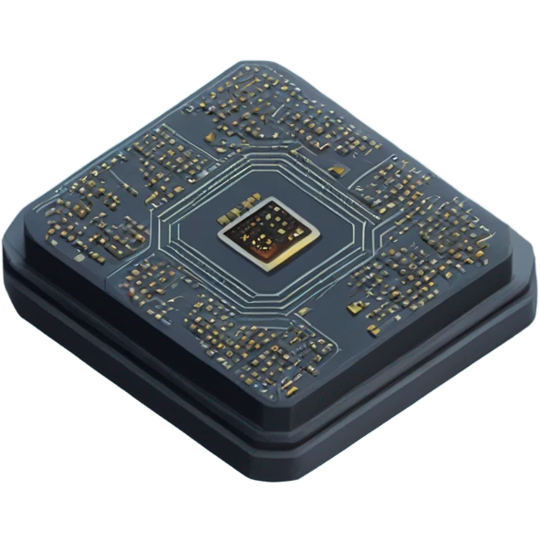 black sci-fi microchip, isometric view emoji