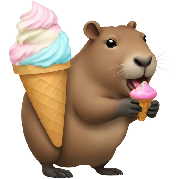 a capybara eating ice cream emoji