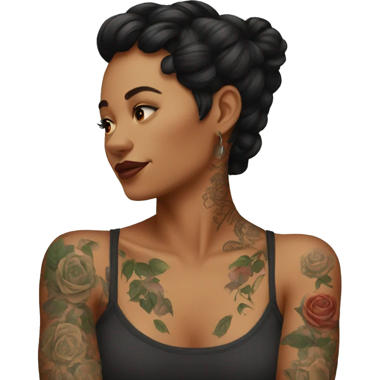 Woman wearing tattoos on her arms  emoji