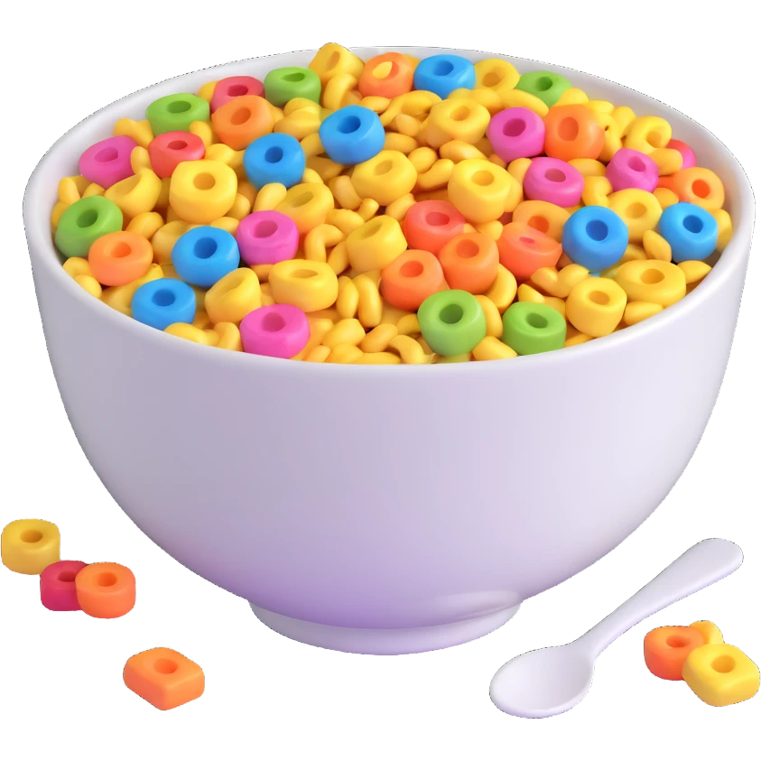 cereal bowl with colorful cereal emoji