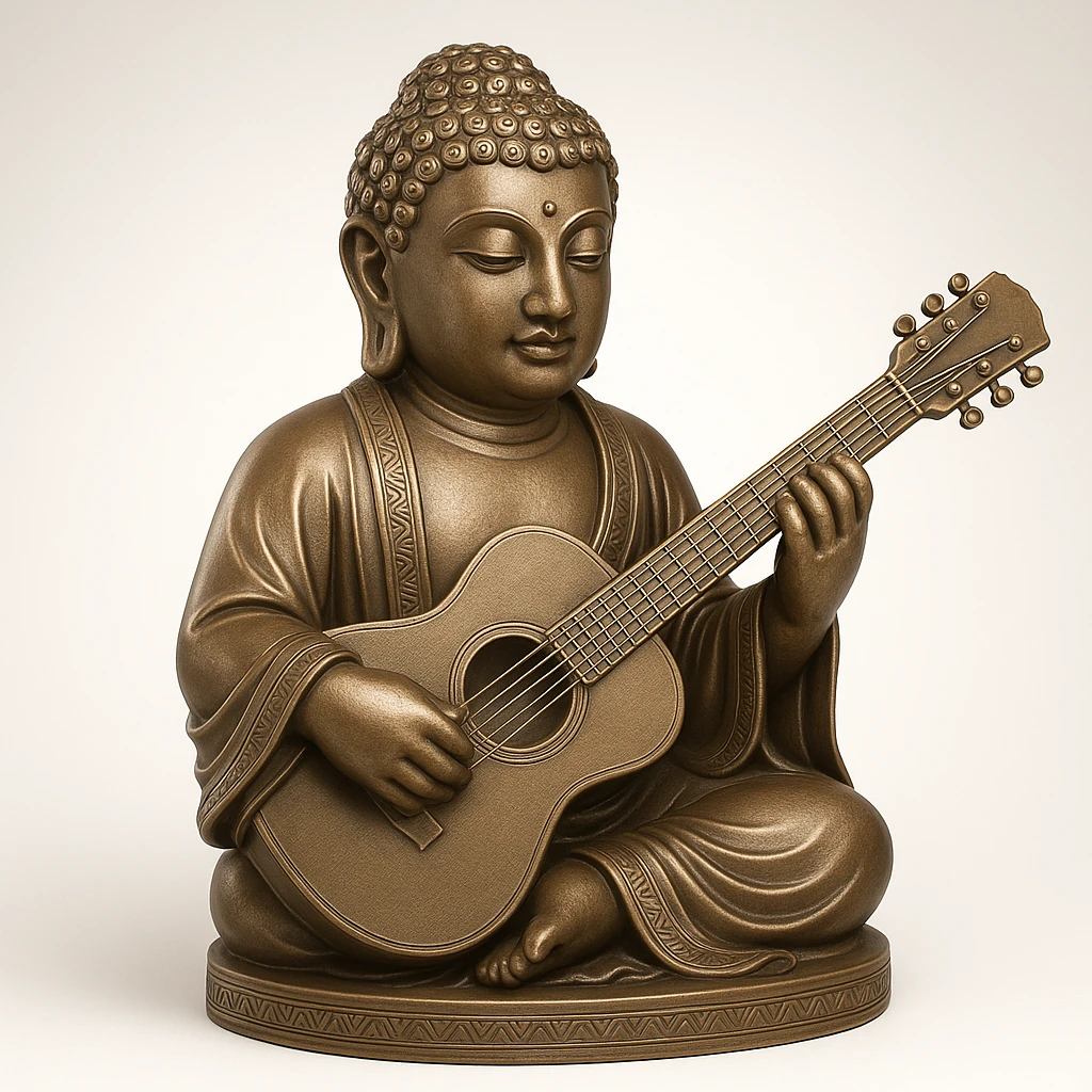 buddha idol with guitar  emoji