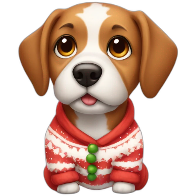 sweet dog in christmas pyjama emoji