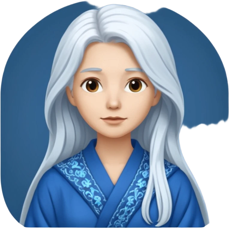 long white haired woman in blue robe emoji