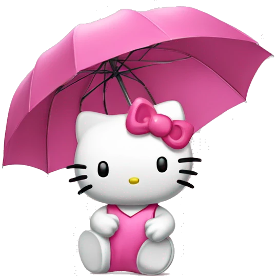Hello kitty with pink umbrella emoji