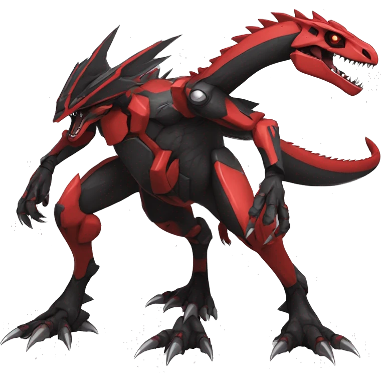  Cool Edgy Black Red Digimon-Fakemon-Guilmon-Velociraptor-Dragon-Mecha full body emoji