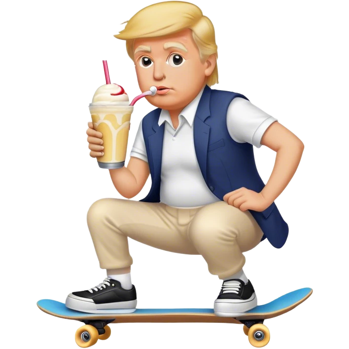 Trump on a skateboard drinking a milkshake  emoji