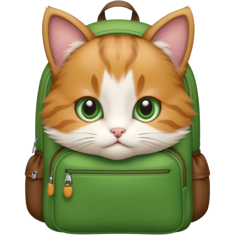 baby cat wear green backpack emoji