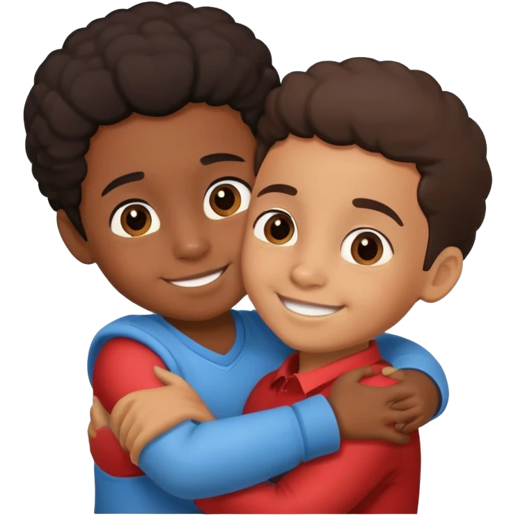 black little girl and hispanic little boy couple hugging emoji