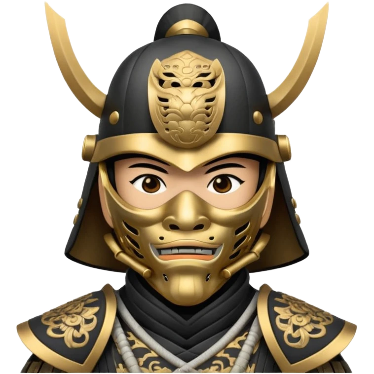Samurai with helmet and a detailed mask covering their mouth emoji
