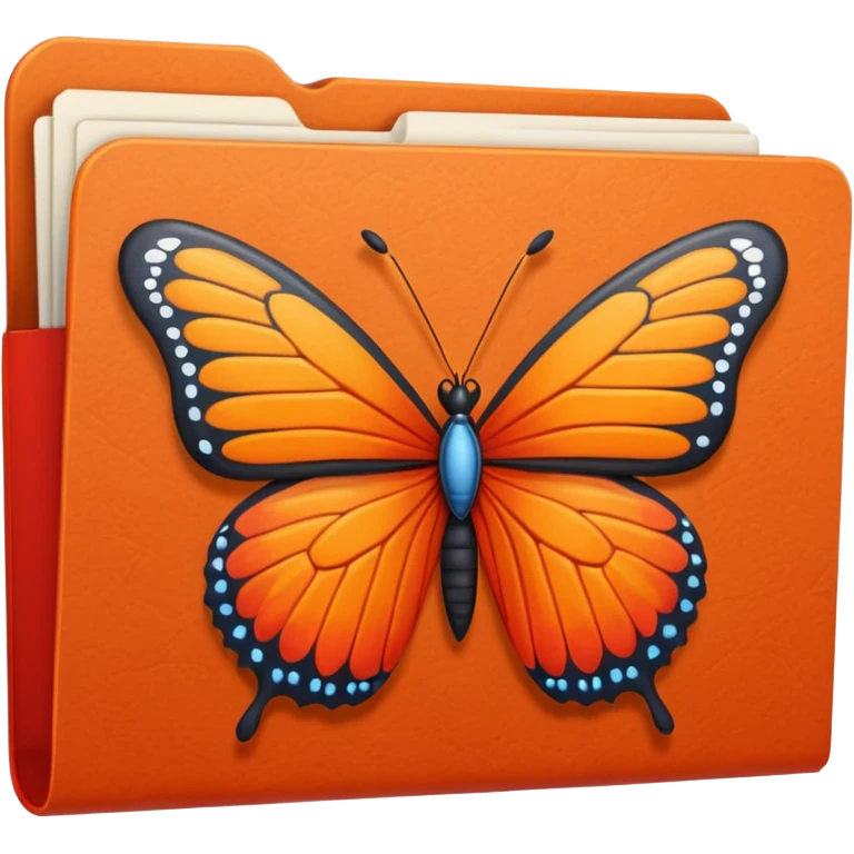 red and orange file folder with butterfly on the cover emoji