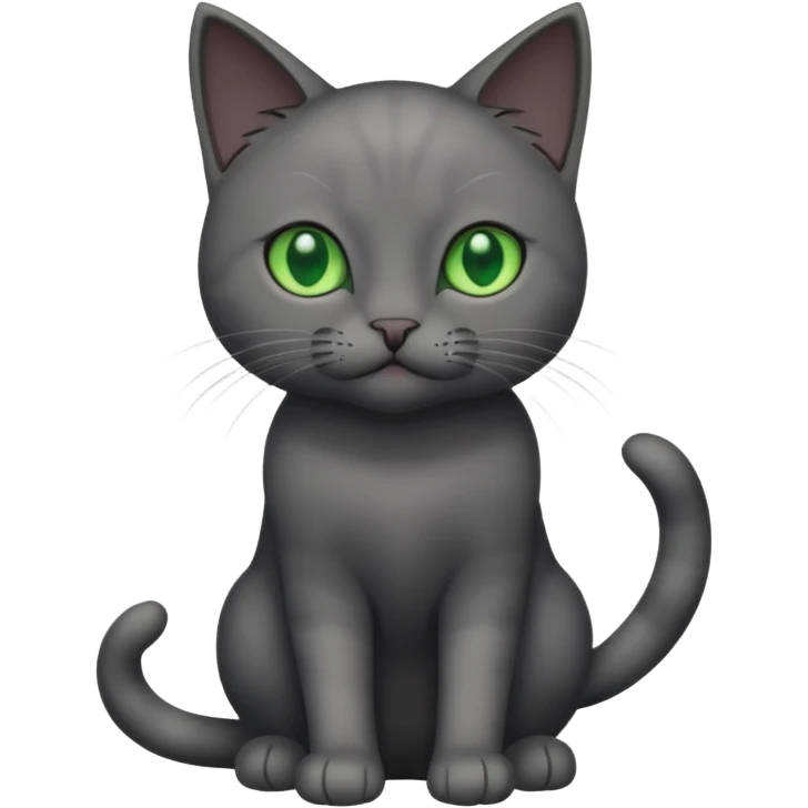 full body completely solid dark grey cat with green eyes and white paws emoji