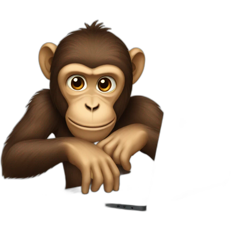 The monkey shook behind the laptop emoji